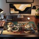 Mousepad Deskmat Adorable cat photographer with camera model 1 800x400x4mm margini drepte cusute Oktane