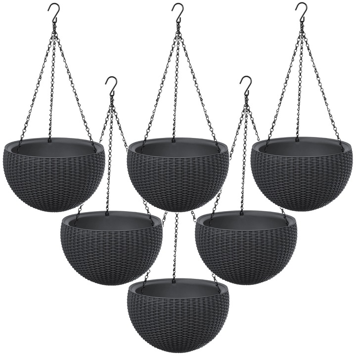 Ghiveci suspendat Keter Sphere Planter, culoare antracit, 6 bucati