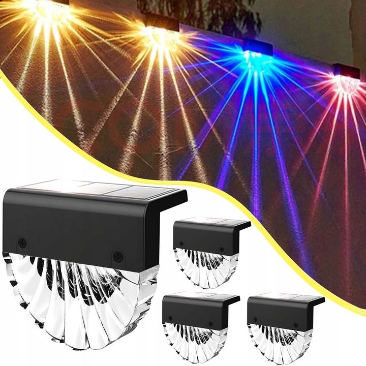 Lampi solare, 4 bucati, LED, caldut alb/colorat, 8x9cm, waterproof, pentru exterior