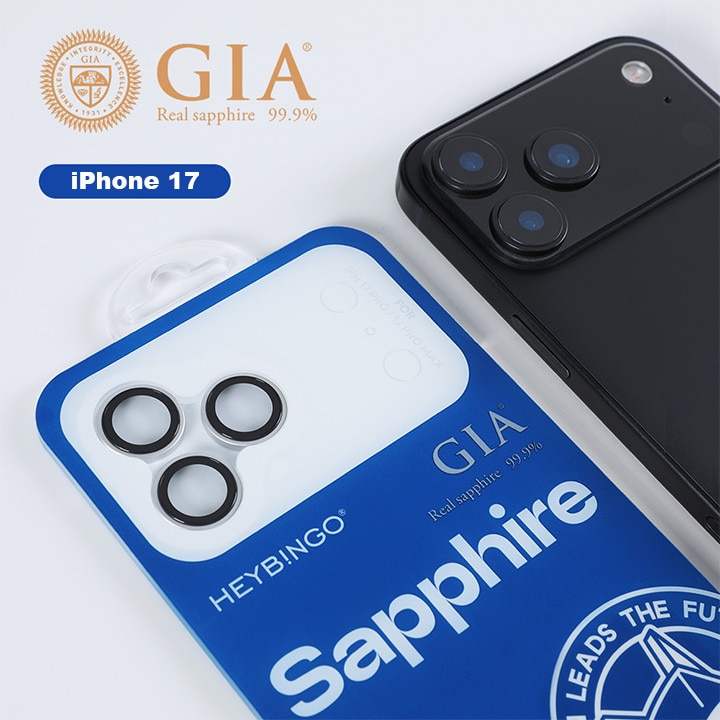 Folie Camera din sticla pentru iPhone 17 Pro Max, Albastru, Din Safir 99.9 % Certificat GIA, Full Cover, Protectie Profesionala, Ultra Rezistenta, Calitate Premium