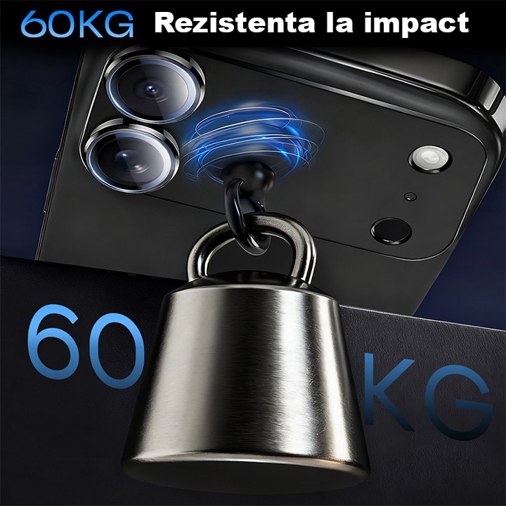 Folie Camera din sticla pentru iPhone 17 Pro Max, Albastru, Din Safir 99.9 % Certificat GIA, Full Cover, Protectie Profesionala, Ultra Rezistenta, Calitate Premium