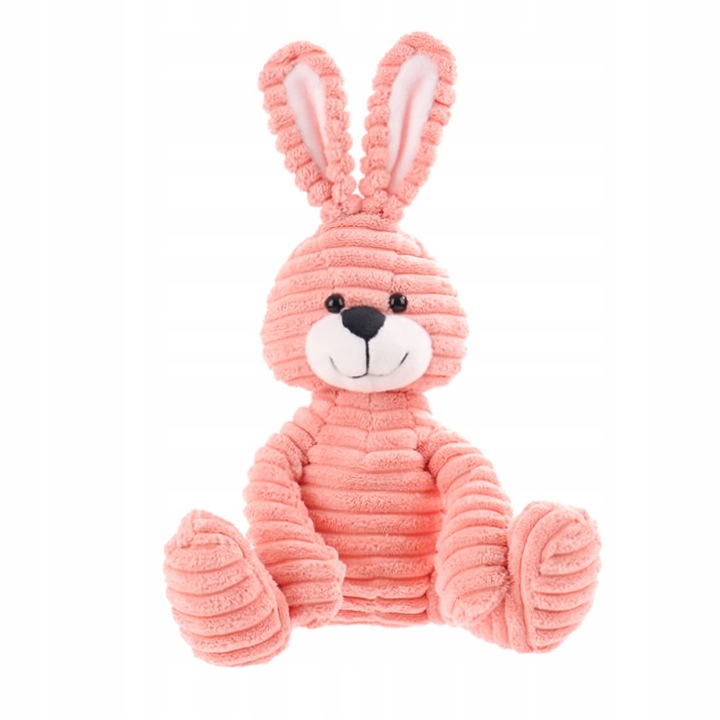 Iepuras roz cu blana, 30 cm, jucarie de plus pentru copii si nou-nascuti