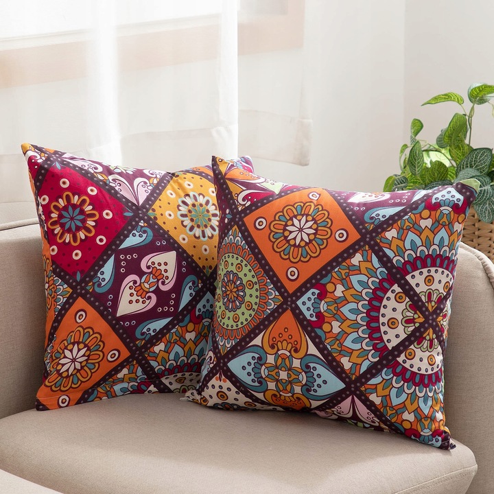 Set 2 fete pe perna 80x80 cm, 100% bumbac, colorate, hipoalergice, ATsense