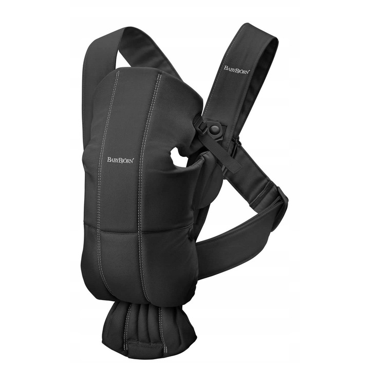 Marsupiu BabyBjorn Mini, negru, 0-12 luni, 3,2-11 kg, 53 cm