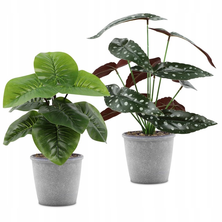 Set de 2 plante artificiale cu ghivece, 30cm, design realist, multicolor