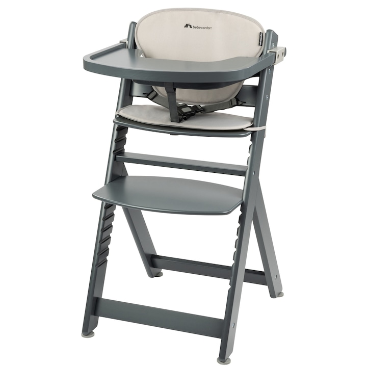 Scaun de masa Bebe Confort Timba, cu pernuta, gri, 91x56x8.5cm, set