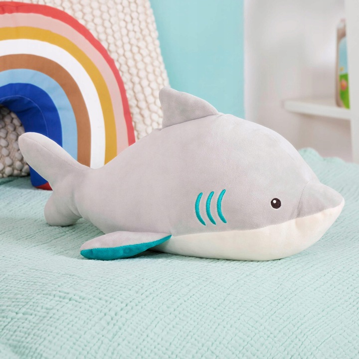 Rechin plusz B.Toys, 45cm, gri, pentru copii de la 0 luni