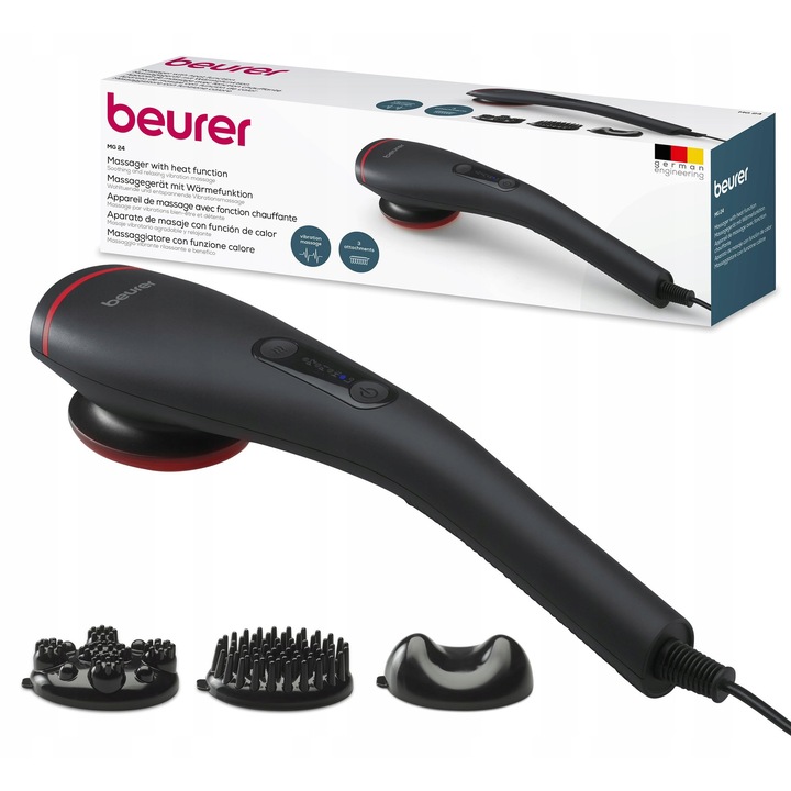 Масажор Beurer MG 24, 2 програми, 3 приставки, черен