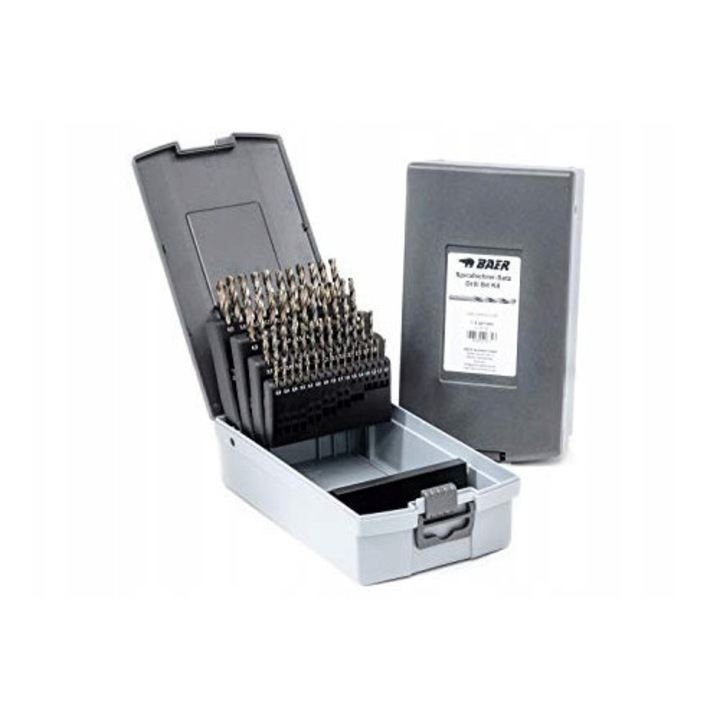BaerCoil spirálfúró készlet 1-6 mm HSSE, kemény anyagokhoz, 0,1 mm-es lépcsőkben, hengeres szár