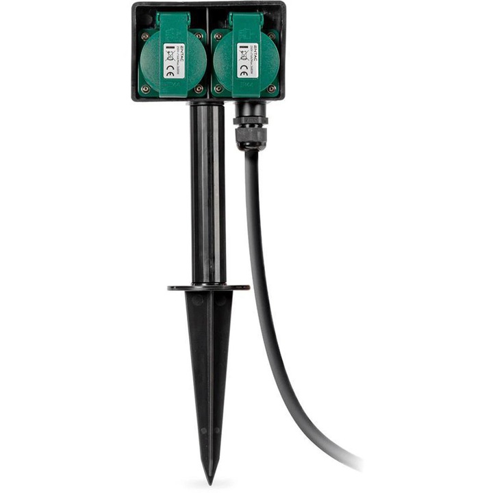 ENTAC ESE1.5G2-1.5-IP44S hosszabbító, 3680W, 2 aljzat, 1.5m, fekete