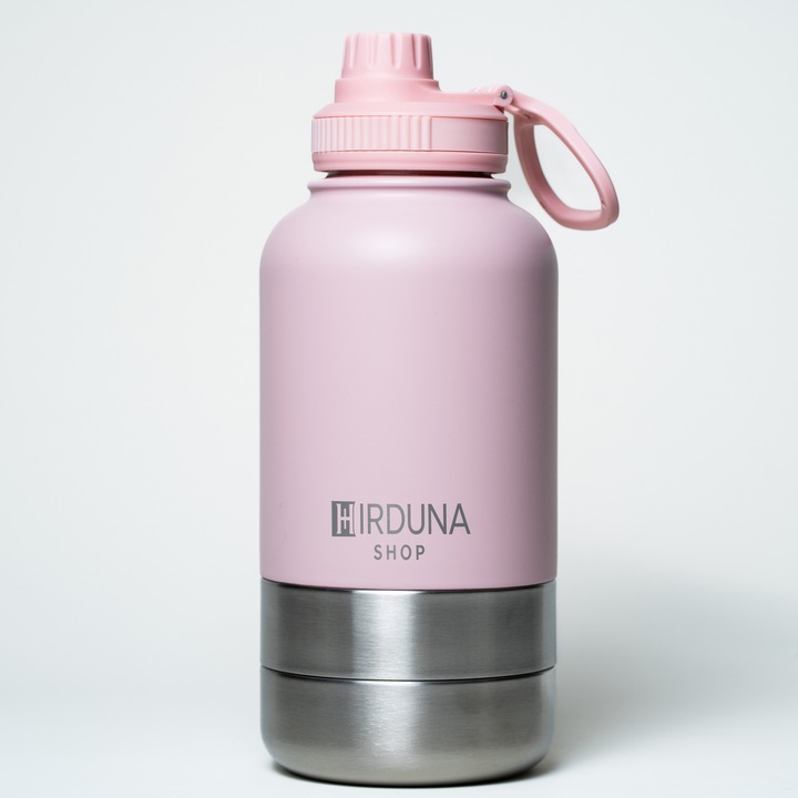 Sticla Apa Portabila 3in1 pentru Caini cu 2 Boluri, Recipient Apa si Hrana pentru Calatorie, Drumetii sau Plimbari, Capacitate Mare, Hirduna Shop