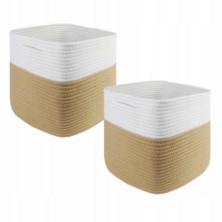 Tárolókosarak, 2 darabos készlet, 28x28x28cm, pamut, fehér