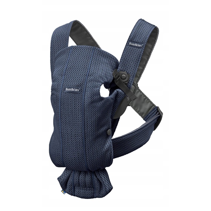 Marsupiu BabyBjorn Mini, 3D-Material Siatkowy, Granat, 0-1 ani, 3,2-11kg