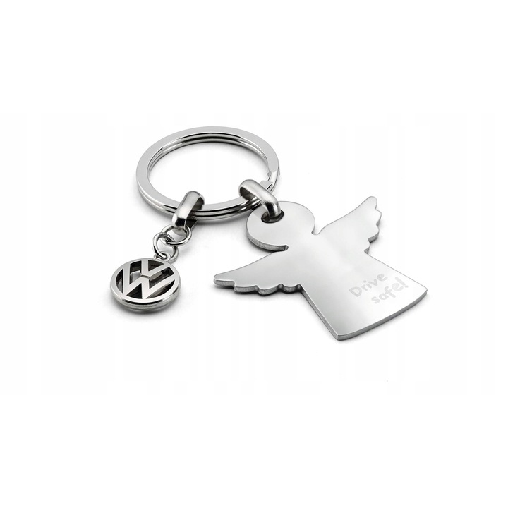 Kulcstartó, Volkswagen, belső kialakítás, rozsdamentes acél, ezüst, 7x4x0,1 cm