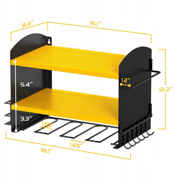 Organizator pentru unelte, negru/galben, montare pe perete
