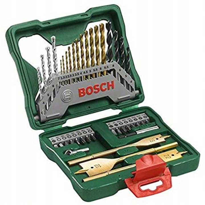 Set 40 piese accesorii Bosch pentru gaurit si insurubat, metal, piatra, lemn, 172x172x44mm