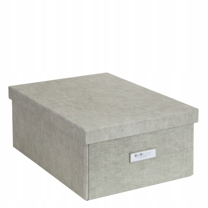 Bigso Katia tárolódoboz, közepes, tetővel, bézs, 28,5x39x16cm, címkével