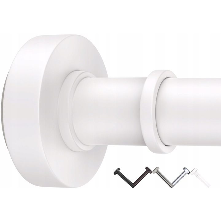 Karnis prysznic cu reglaj 45-182 cm, antiderapant, inox, fara gaurire, alb