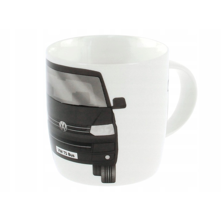 Cana ceramica BRISA VW T5, 370ml, 9,3cm, design clasic, neagra, set