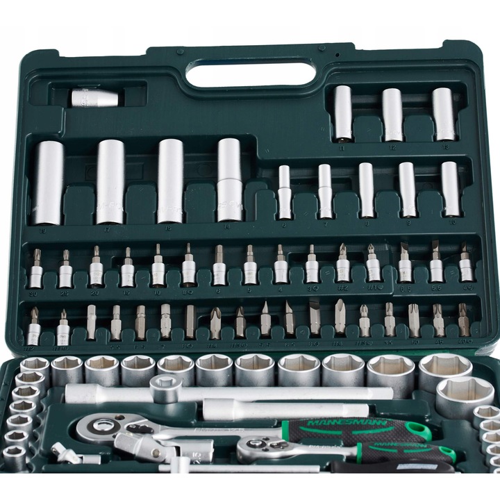 Set chei nasoade Bruder Mannesmann 94 elemente 1/4' si 1/2', crom-vanadiu, cutie plastic