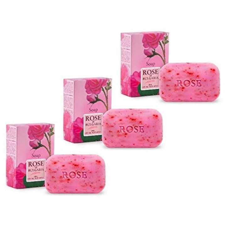 Sapun Biofresh Roza Bulgarska, set 3 x 100g, cu ulei de cocos, pentru piele sensibila