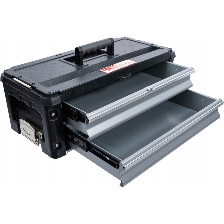 Cutie de unelte BGS cu 2 suflade, dimensiuni 495x230x177mm, mobila, carcasa din plastic rezistent la impact