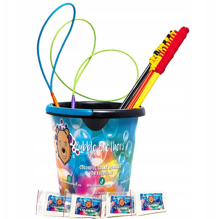 Set Bule de Sapun Gigante Bubble Brothers, 25L, 5 Tipuri de Bete, Multicolor