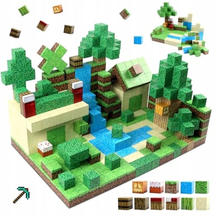 Set de constructie, blocuri magnetice, 128 piese