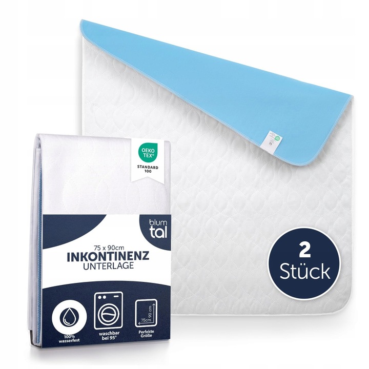 Protectie impermeabila pentru pat 75x90 cm, Blumtal, pentru bebelusi, 100% impermeabila, set 2 bucati