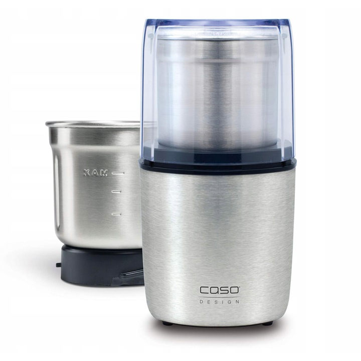 Електрическа мелачка за кафе CASO Germany, инокс, 200W, капацитет 90g, комплект с допълнителен съд