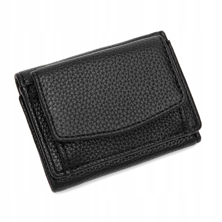 Portofel dama, Mica, cu 6 compartimente pentru carduri, negru, 10x2x7cm