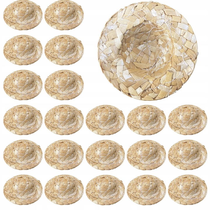 30 db mini szalmakalap babákhoz, dekorációkhoz, 5,3 cm, többszínű