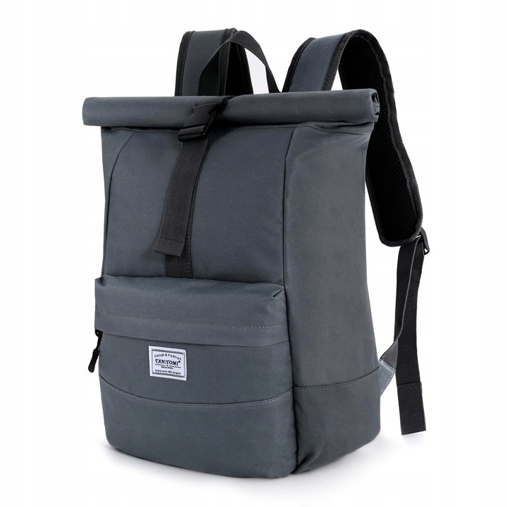 Rucsac Rolltop unisex pentru laptop, impermeabil, 34x14x55cm, design cu multe buzunare