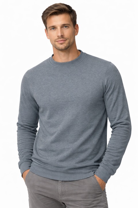 Bluza barbati, J.STYLE, gri, bumbac si poliester, croiala simpla