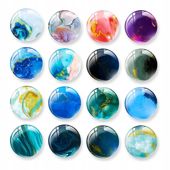 Set de 16 magneti decorativi din sticla cristal, roz aurit, 30x30x10mm