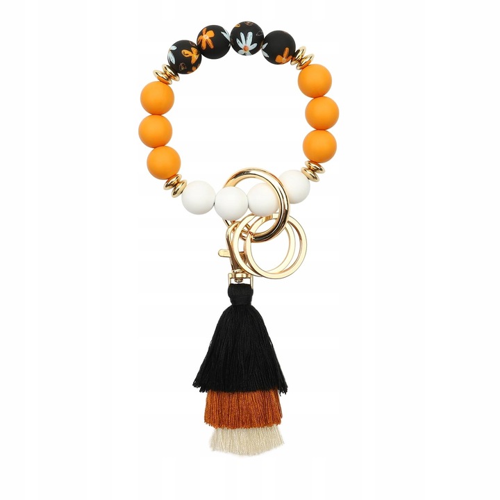 Bratara Breloc Silicon cu Perle Naturale, Elastica, Multicolor