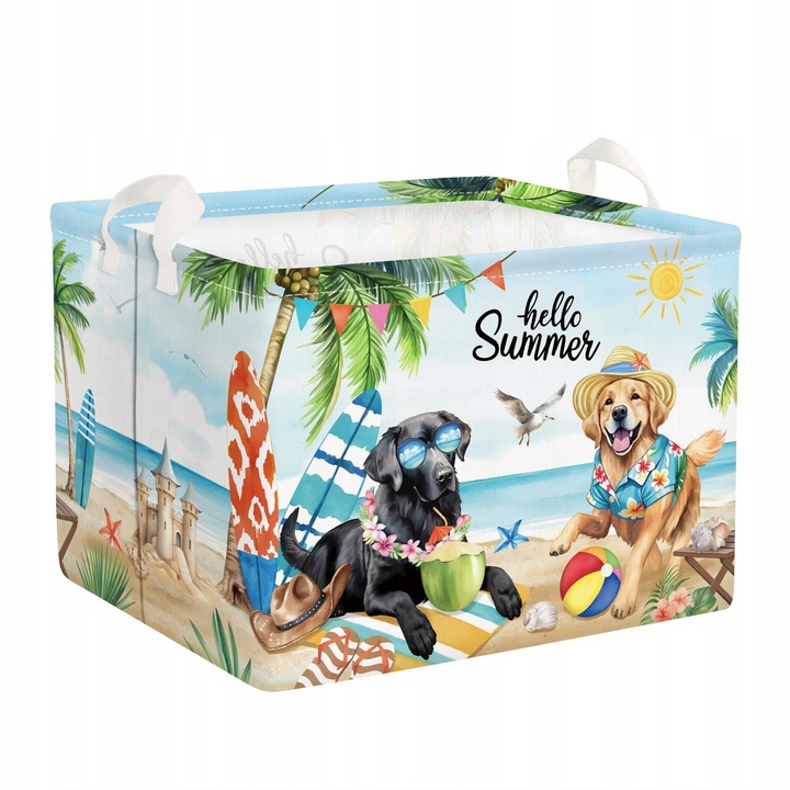 Cos pentru rufe pliabil pentru copii, 40x30x30 cm, cu manere, multicolor, set