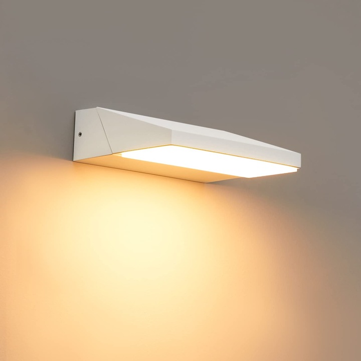 Aplica LED 11W, lampa exterioara alba, design rotativ, dimensiuni 17,2x14,1x5,2cm, IP65