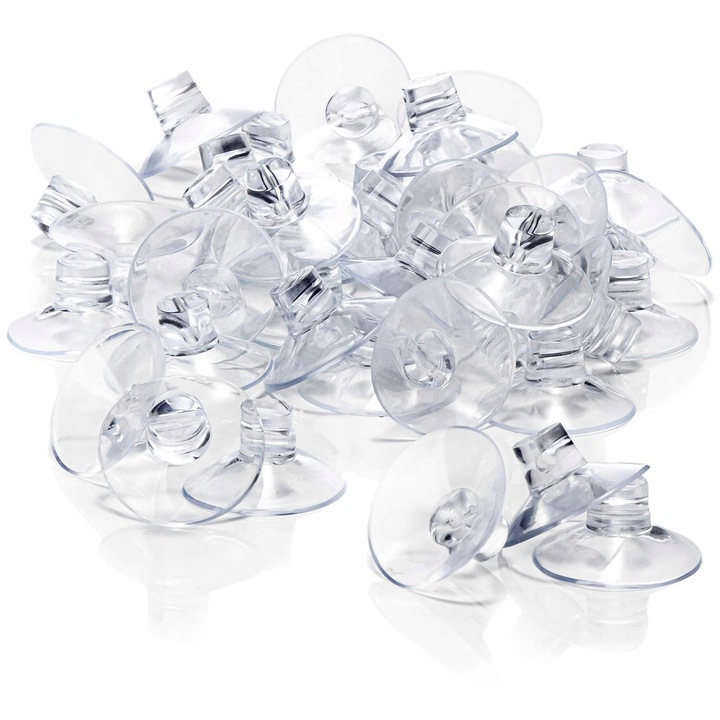 Set 40x suporturi cu ventuza, 4,5x1,5cm, transparent