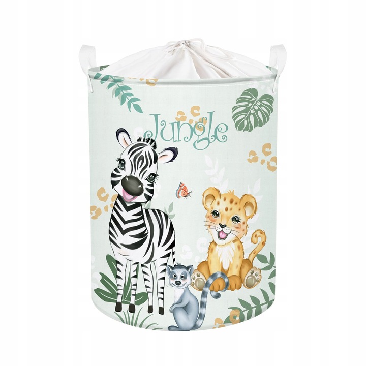 Cos pentru rufe set, Clastyle, 45L, animale tropicale, verde, 36x45 cm