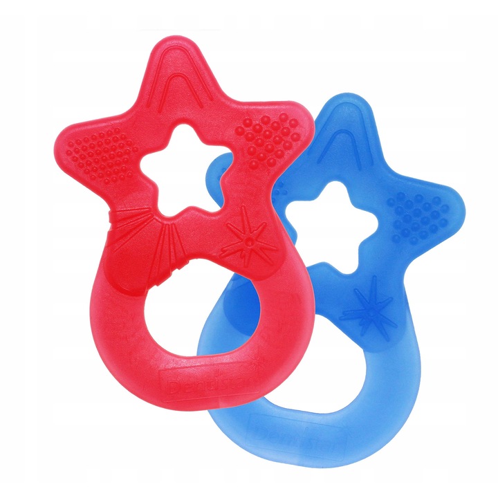 Играчка за бебета, комплект 2 броя, червена и синя, 3 месеца+, за никнещи зъбки