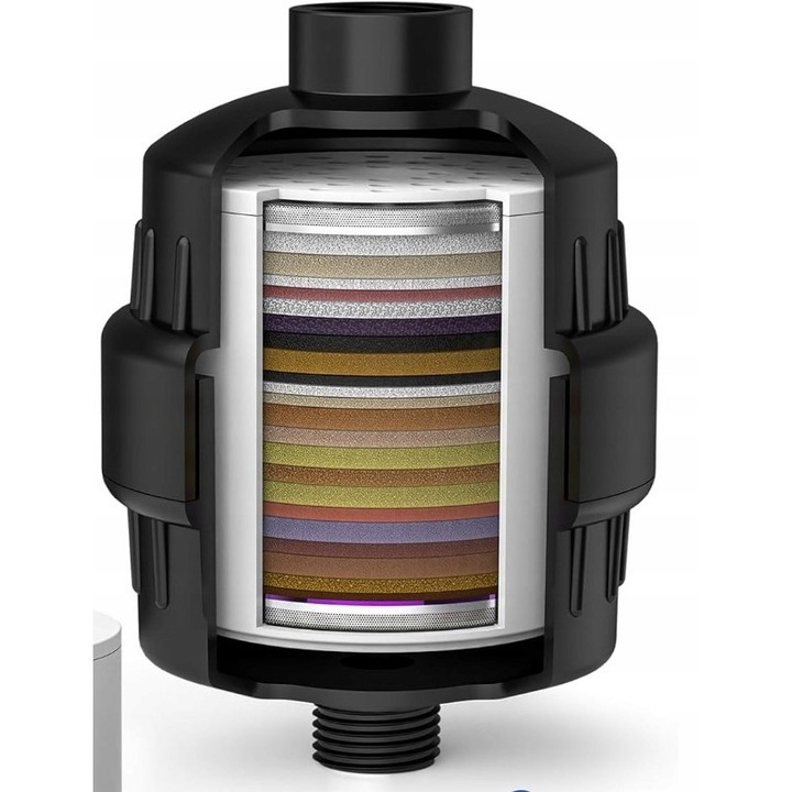 Filtru dus cu 36 de trepte pentru apa dura, elimina clorul si fluorul, set cu 2 cartuse, dimensiune 4,2cm