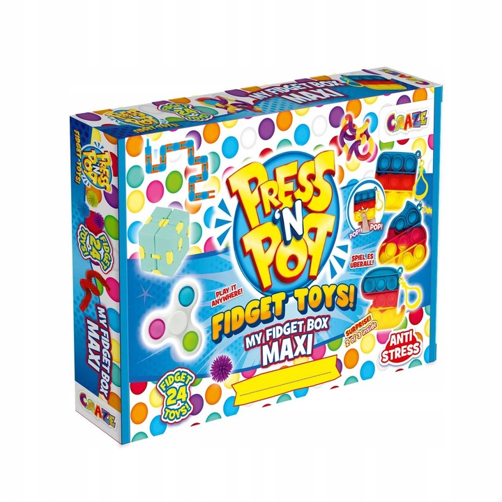 CRAZE PressNPop stresszoldó játék szett, 24 darab, többszínű, nem mérgező szilikon