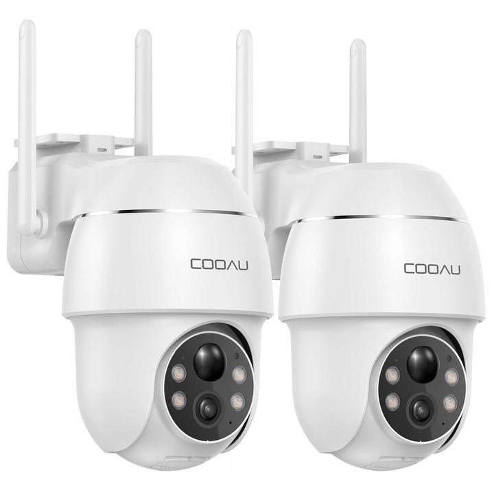 Camera de supraveghere set 2 bucati, 2K, PTZ, nocturna color, fara fir, COOAU