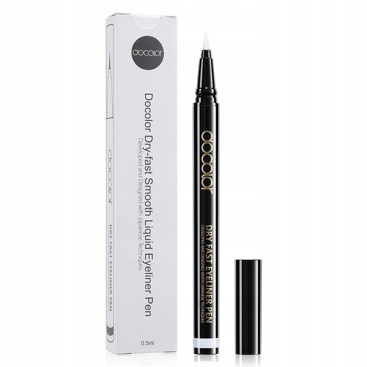 Creion ochi Docolor eyeliner alb waterproof, super subtire, 12 ore, 0,5ml