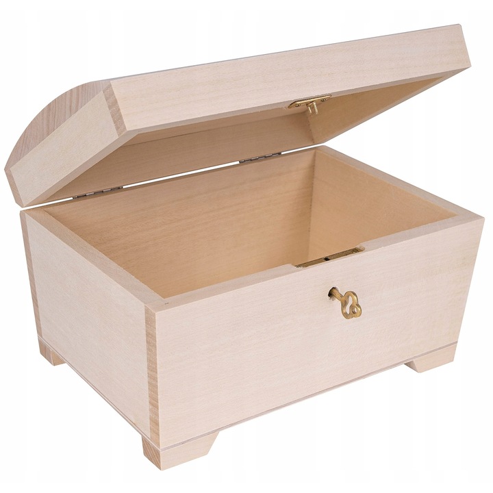 Дървена кутия със закопчалка за бижута, Creative Deco, 20x14x11 см, натурална, сертифицирана