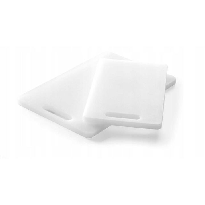 Кухненска дъска за рязане, Hendi, бяла, 250x150x10мм, с дръжка, двулицева