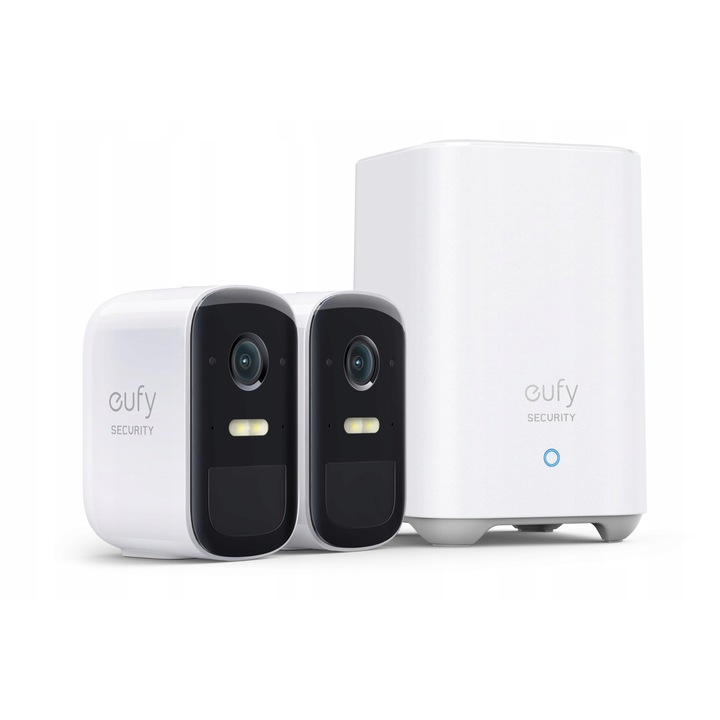 Camera de supraveghere Eufy 2C Pro 2K, 180 zile autonomie, IP67, alb