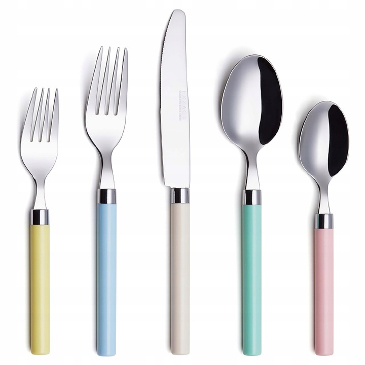 Exzact evőeszközkészlet, 20 részes, rozsdamentes acél, vegyes színek, négy személyre