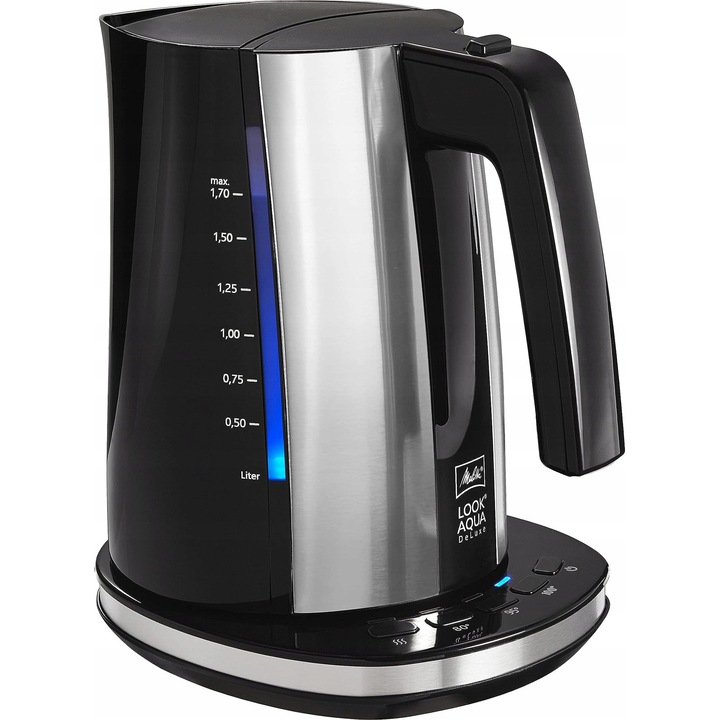 Fierbator electric Melitta Look Aqua DeLuxe, 2400 W, 1,7 L, negru, cu reglare temperatura